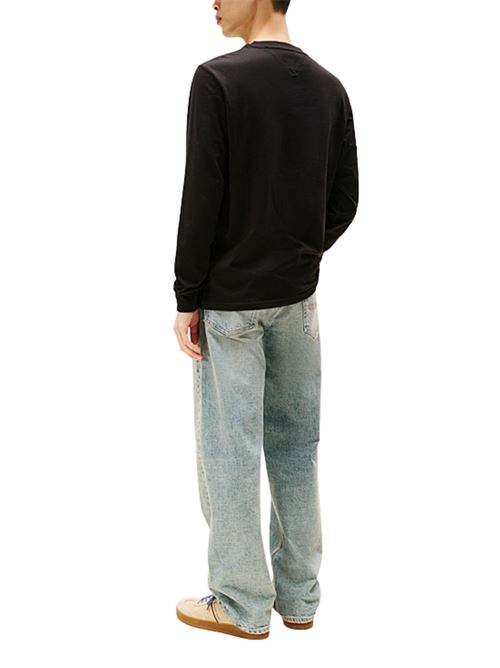 T-shirt in cotone a manica lunga nera Tommy Jeans | DM0DM21594BDS